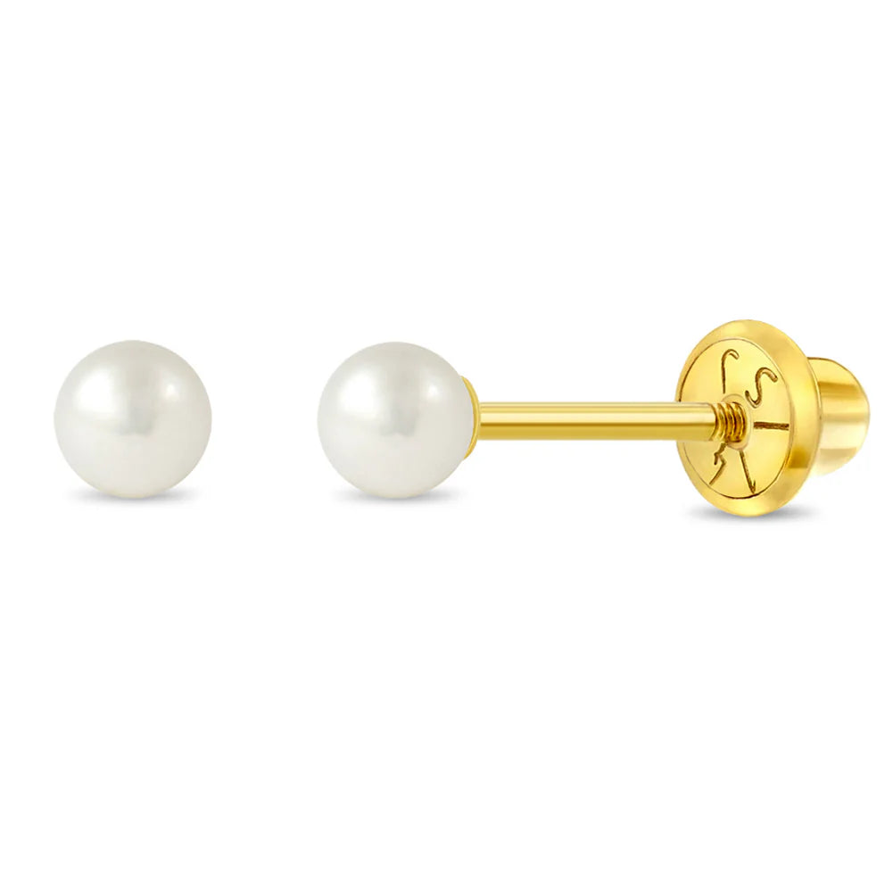 14k Gold Cultured Pearl Girl's Earrings