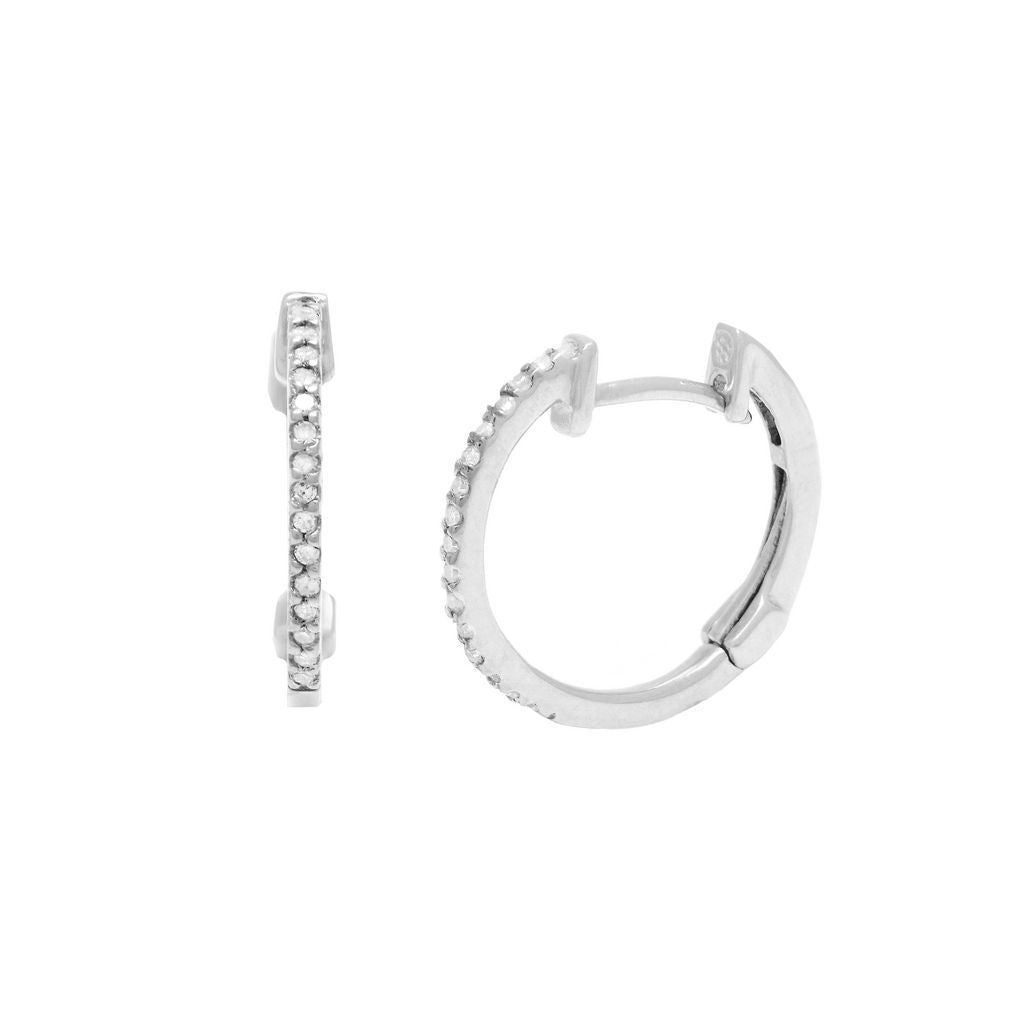 Diamond Hoop Earrings in White Gold 14k