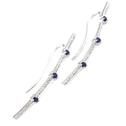Sapphire Earrings with Diamonds in White Gold 14K