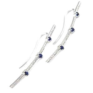 Sapphire Earrings with Diamonds in White Gold 14K
