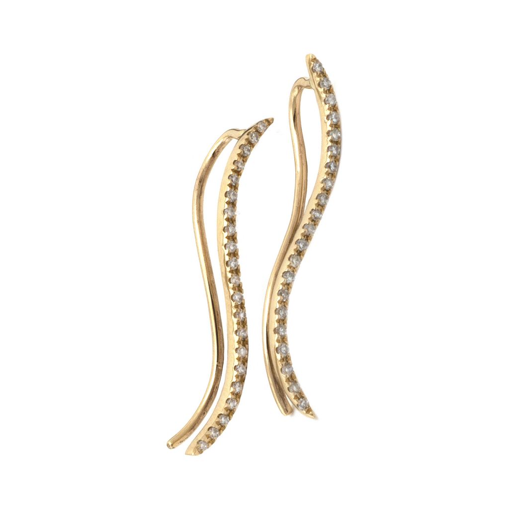 Wave Diamond Earrings in Gold 14K