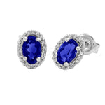 Sapphire and Diamond Earrings in White Gold 14k