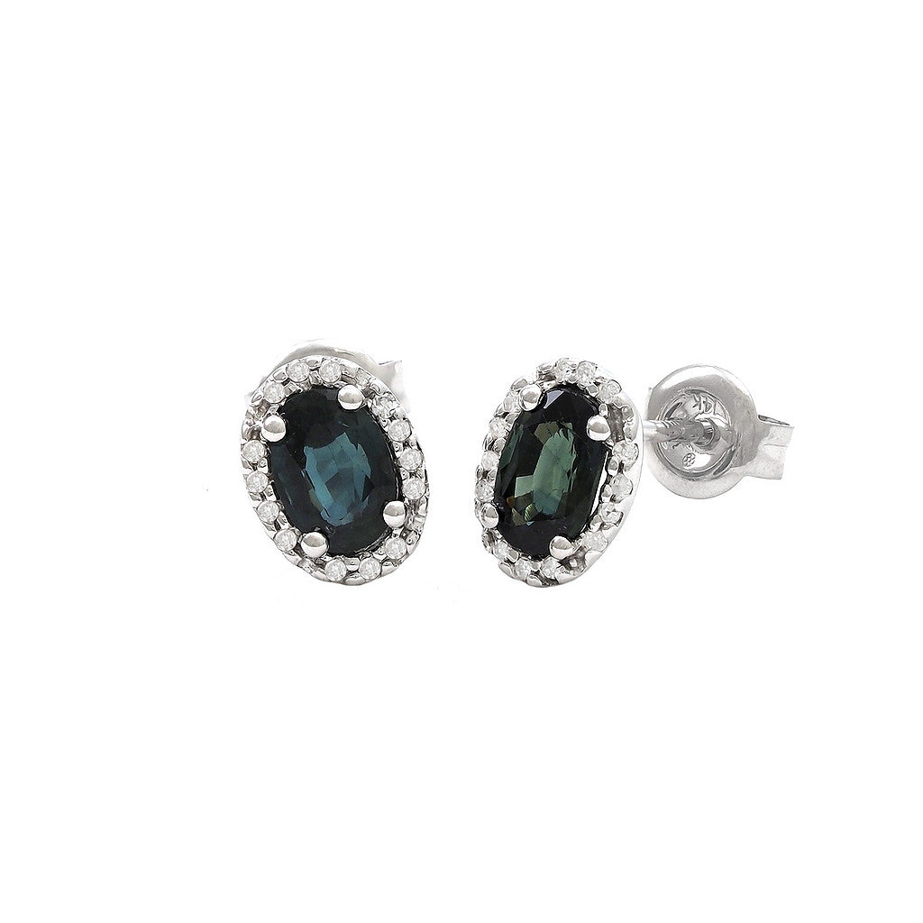 Sapphire and Diamond Earrings in White Gold 14k