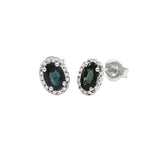 Sapphire and Diamond Earrings in White Gold 14k
