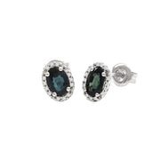 Sapphire and Diamond Earrings in White Gold 14k