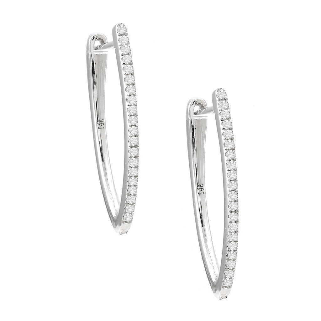 Diamond Hoop Earrings in White Gold 14k