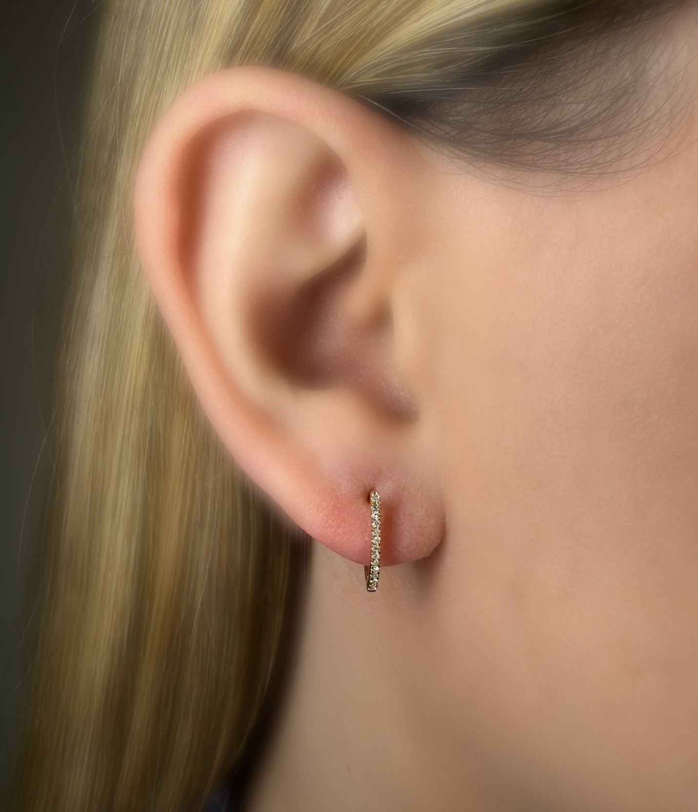 Diamond Hoop Earrings in Yellow Gold 14k