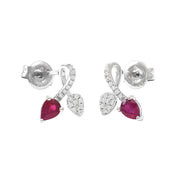 Ruby and Diamond Earrings in White Gold 14k
