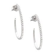 Diamond J-Hoop Earrings in White Gold 14K