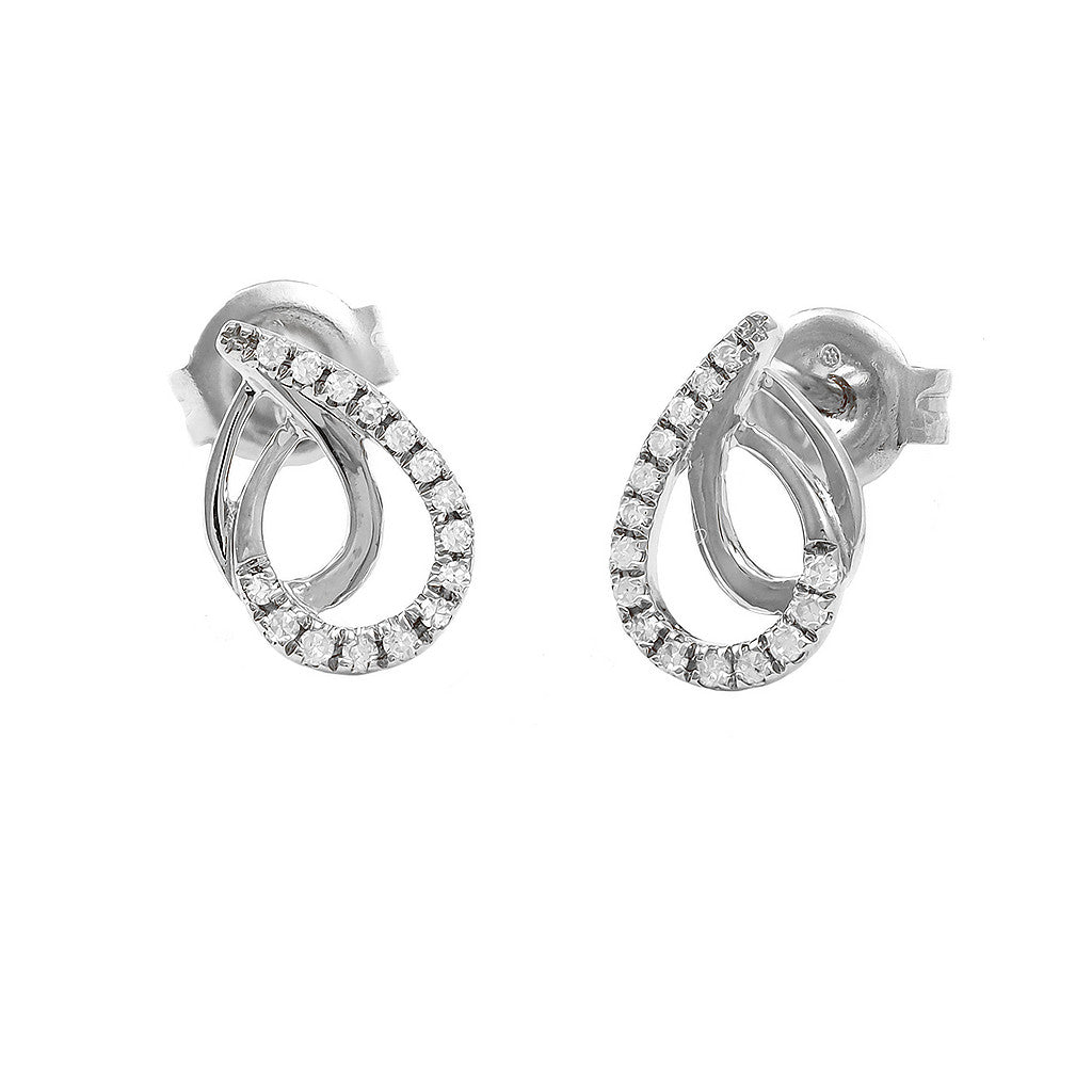 Open Teardrop Diamond Earrings in White Gold 14k