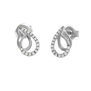 Open Teardrop Diamond Earrings in White Gold 14k
