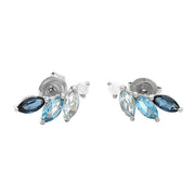 Marquise Blue Topaz with Diamonds Earrings in White Gold 14K