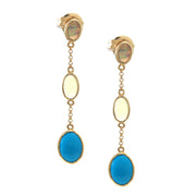 Turquoise and Opal Earrings in Yellow Gold 14K