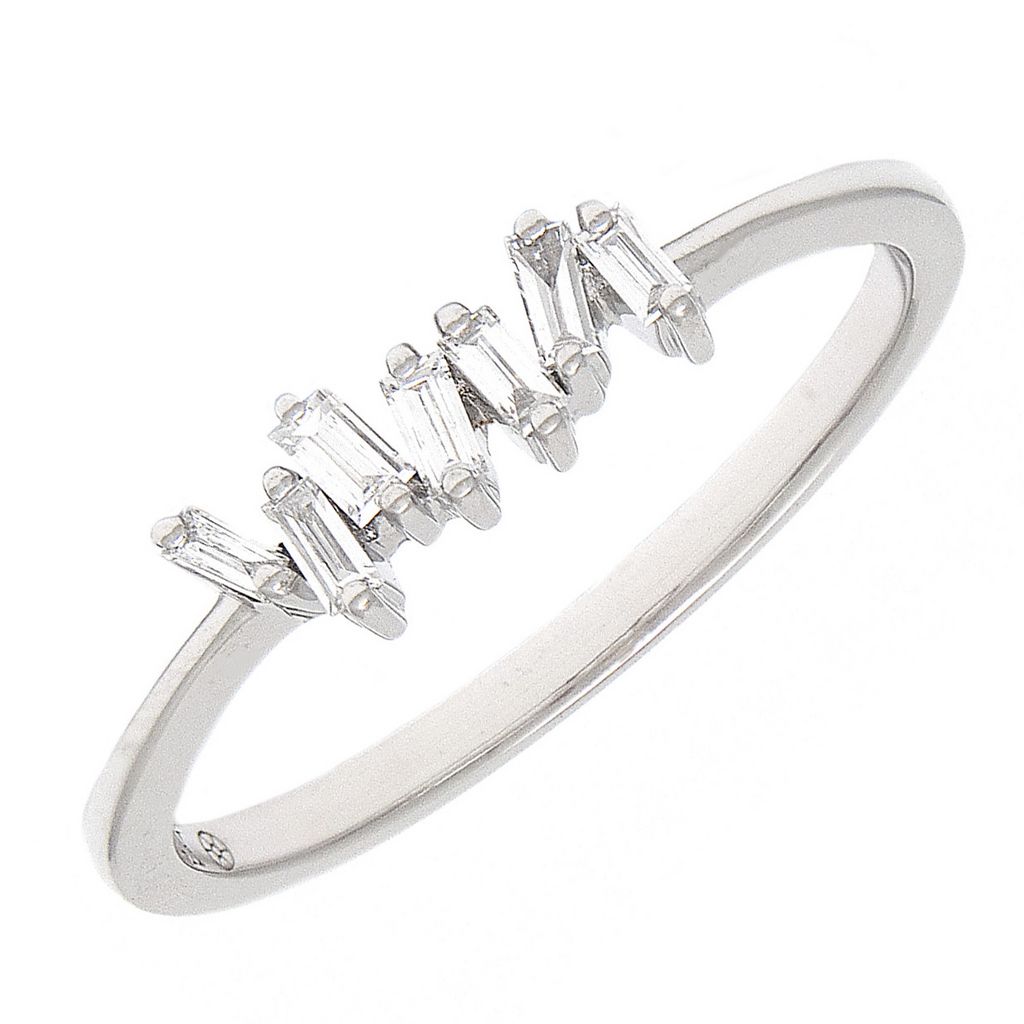 Baguette Diamond Bar Ring in 14K Yellow or White Gold