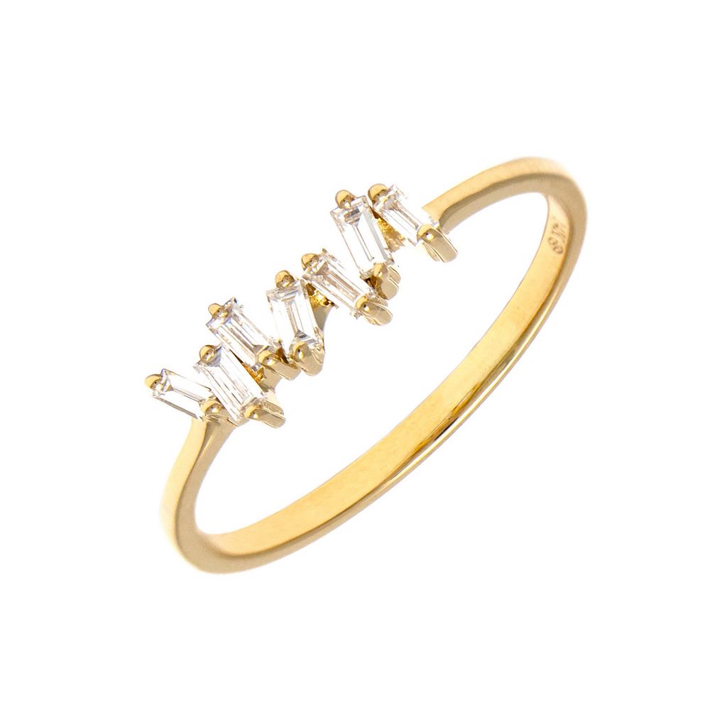 Baguette Diamond Bar Ring in 14K Yellow or White Gold