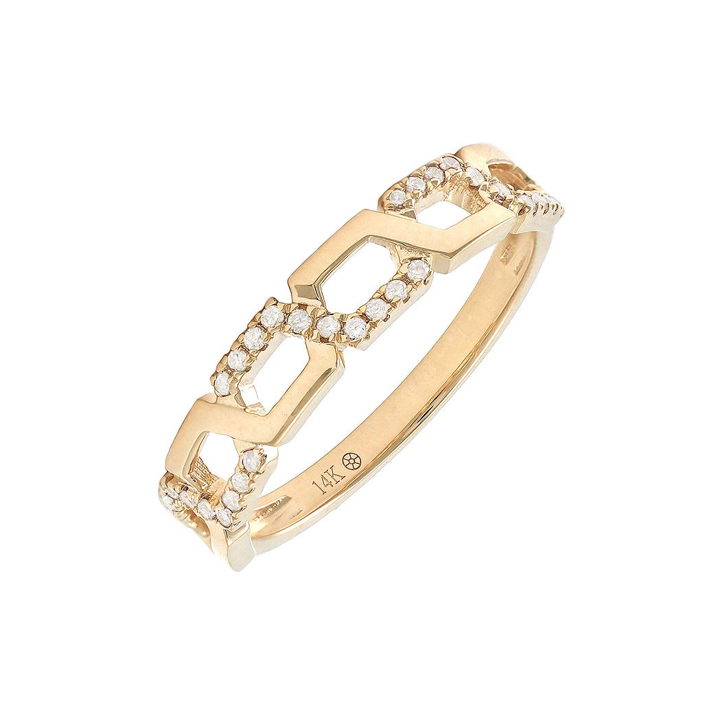 Chain-Link Pavé Diamond Band in 14K Yellow Gold
