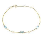 Blue Topaz and Diamond Bracelet in Gold 14K