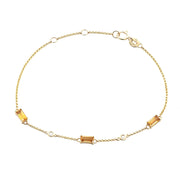 Citrine and Diamond Bracelet in Yellow Gold 14K