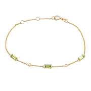Peridot and Diamond Bracelet in Yellow Gold 14K