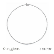 Graduated Tennis Necklace - (6 5/8 CTW) Diamond Tennis 16 1/2" Necklace in 14K White, Yellow, or Rose Gold