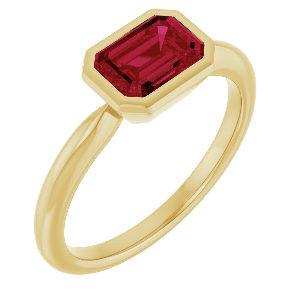 Bezel-Set Lab-Grown Sapphire, Emerald & Ruby Ring in 14K Gold