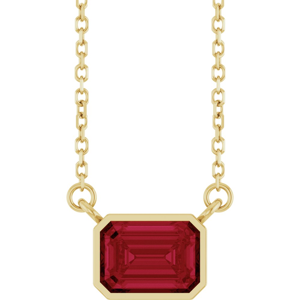 Bezel-Set Lab-Grown Sapphire, Emerald & Ruby Necklace in 14K Gold