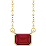 Bezel-Set Lab-Grown Sapphire, Emerald & Ruby Necklace in 14K Gold