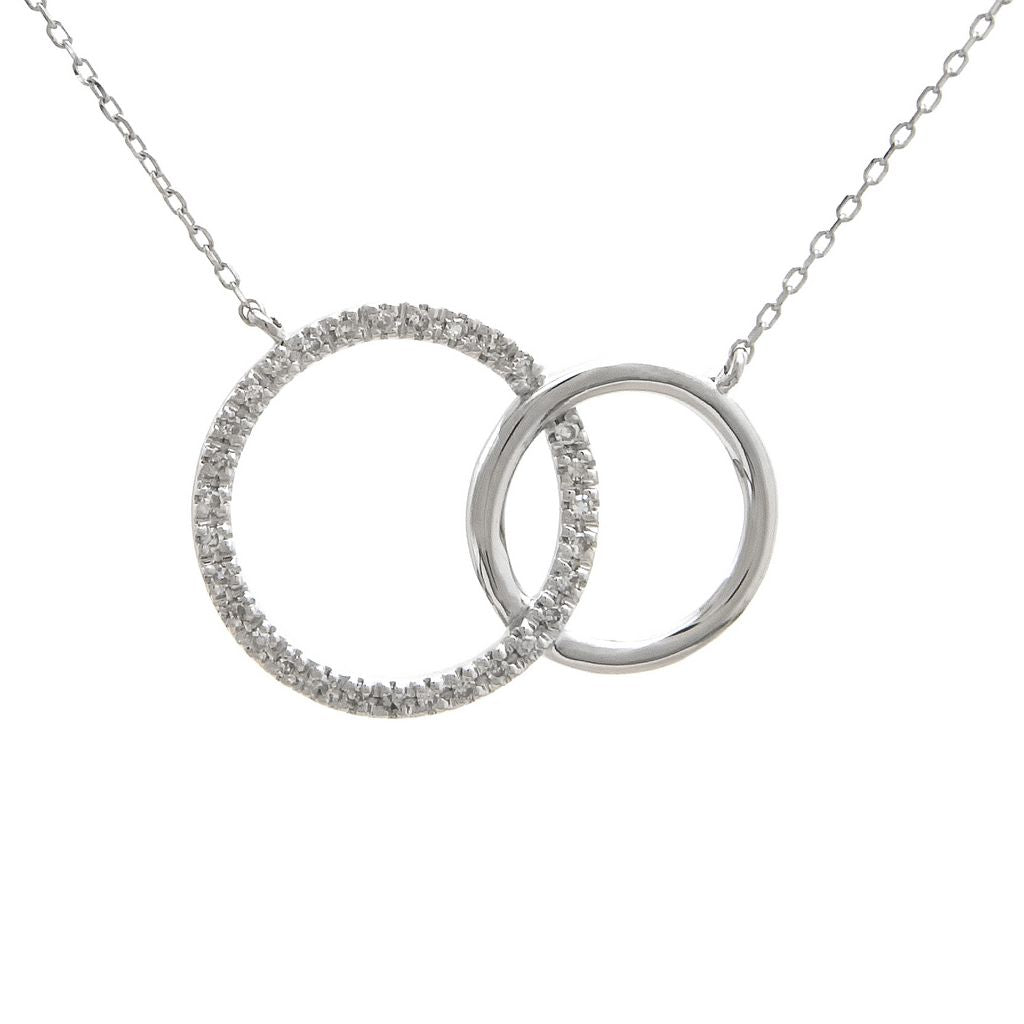 Linked Circles Diamond Necklace in White Gold 14K