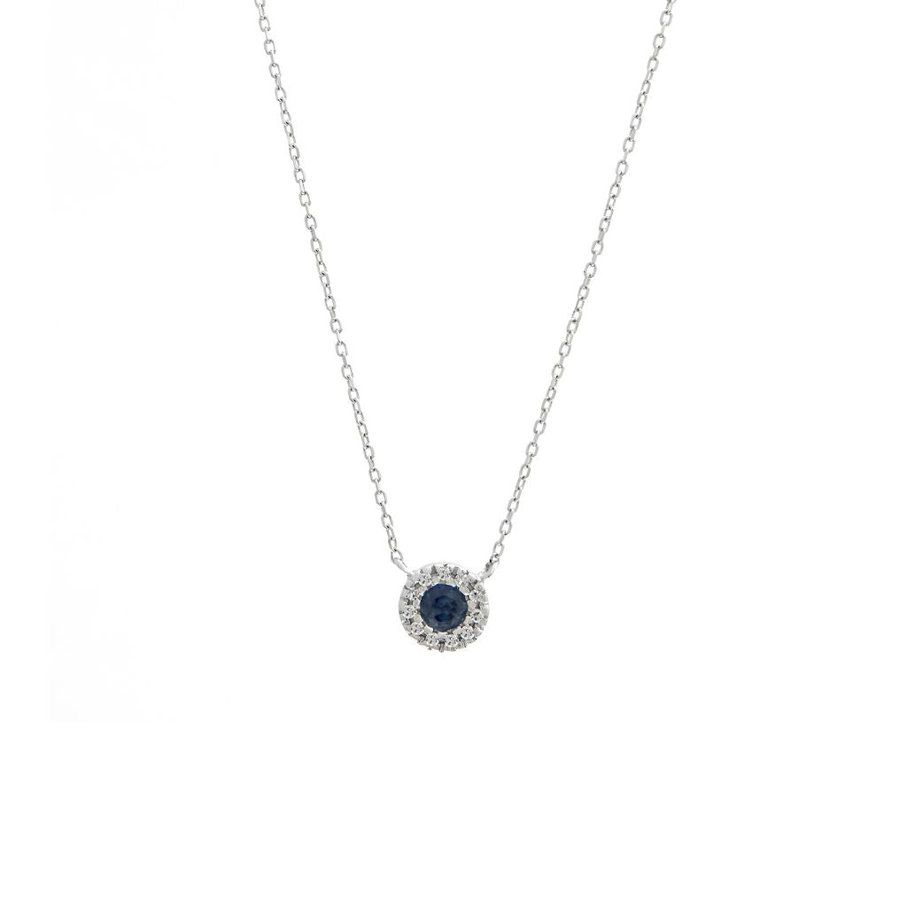 Sapphire and Diamond Necklace in White Gold 14K