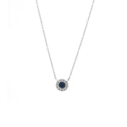 Sapphire and Diamond Necklace in White Gold 14K