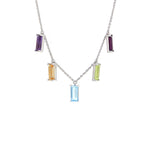 Multi-Gem Necklace in White Gold 14K