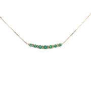 Emerald and Diamond Curved Bar Necklace in Gold 14k