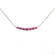 Ruby and Diamond Curved Bar Necklace in Gold 14K