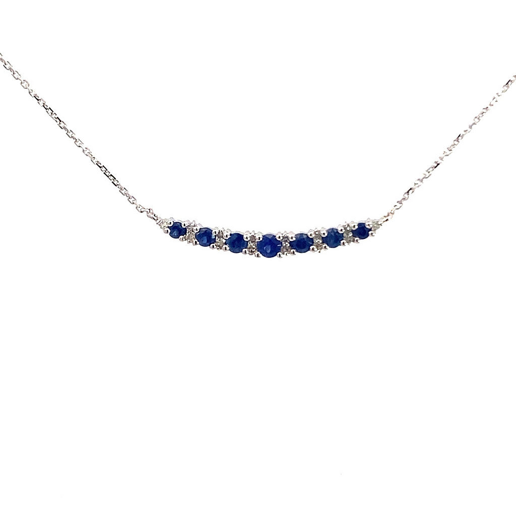 Sapphire And Diamond Necklace in White Gold 14K