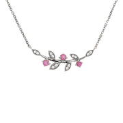 Pink Sapphire and Diamond Necklace in Gold 14K
