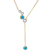 Turquoise and Diamonds Necklace in Yellow Gold 14K