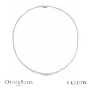 Graduated Tennis Necklace - (9 1/2 CTW) Lab-Grown Diamond Tennis 16 1/2" Necklace in 14K White, Yellow, or Rose Gold