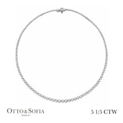 Bezel Tennis Necklace - (5 1/5 CTW) Diamond Tennis 16" Necklace in 14K White, Yellow, or Rose Gold