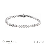 Bezel Tennis Bracelet - Lab-Grown Diamond in 14K White, Yellow, or Rose Gold (3 1/2 CTW)