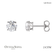 Lab-Grown Diamond Stud Earrings in 14K White or Yellow Gold (1/5 to 4 CTW)