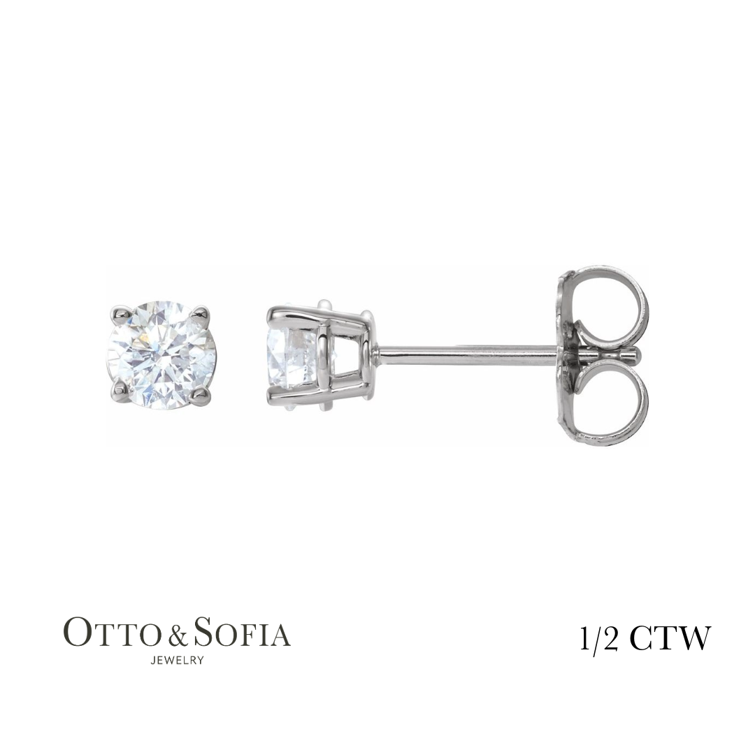Natural Diamond Stud Earrings in 14K White Gold (1/5 to 2 CTW)