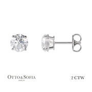Natural Diamond Stud Earrings in 14K White Gold (1/5 to 2 CTW)