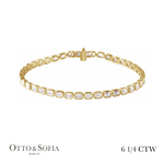 Emerald Cut Bezel Tennis Bracelet - Lab-Grown Diamond in 14K White, Yellow, or Rose Gold (6 1/4 CTW)