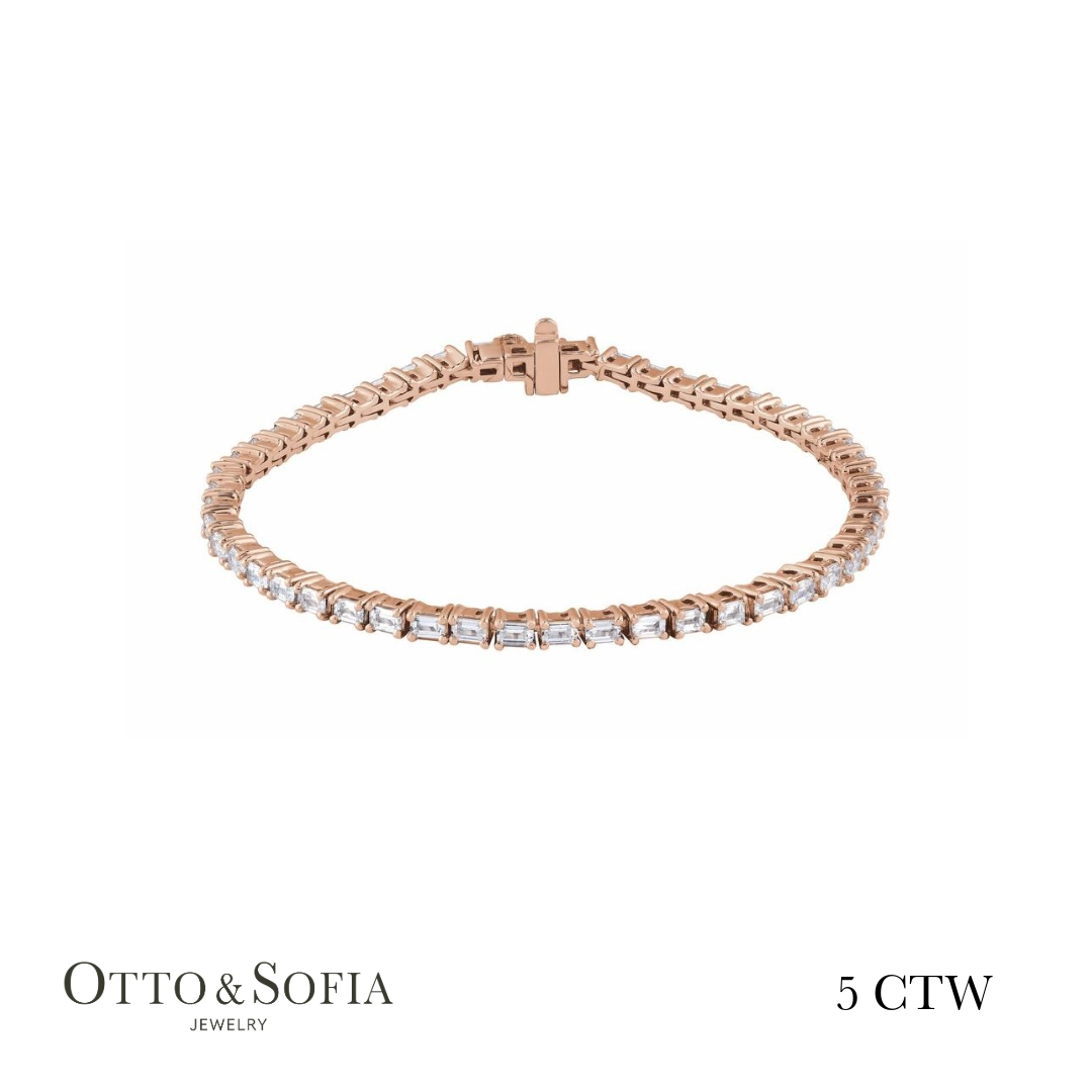 Emerald Cut Tennis Bracelet - Lab-Grown Diamond in 14K White