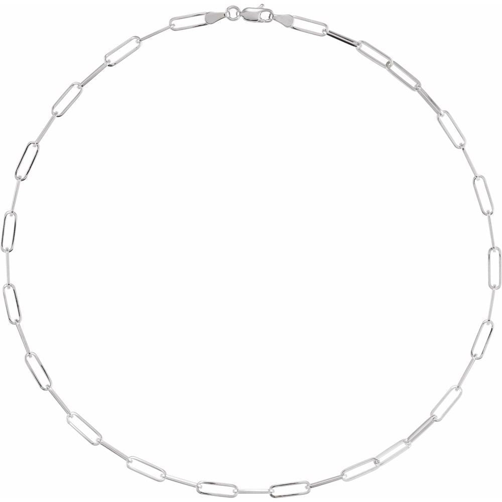 14K Gold Paperclip Chain Necklace – 3.85 mm (16” or 18”)