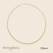 Herringbone Necklace in 14K White or Yellow Gold (2.8mm, 16" or 18")