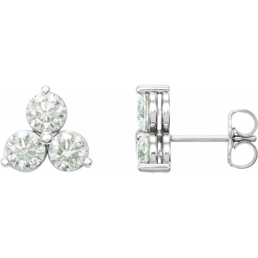 Three-Stone Diamond Stud Earrings in 14K Gold (1/4 CTW)
