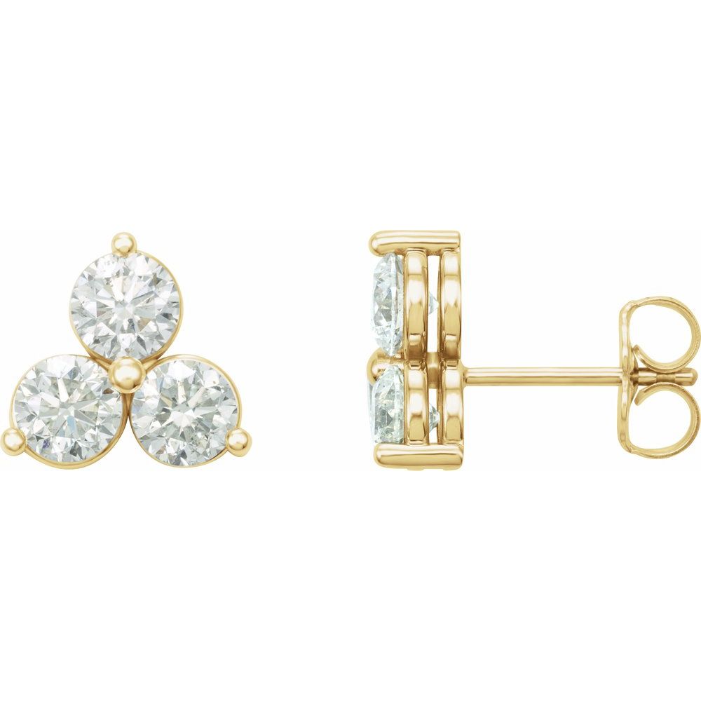 Three-Stone Diamond Stud Earrings in 14K Gold (1/4 CTW)