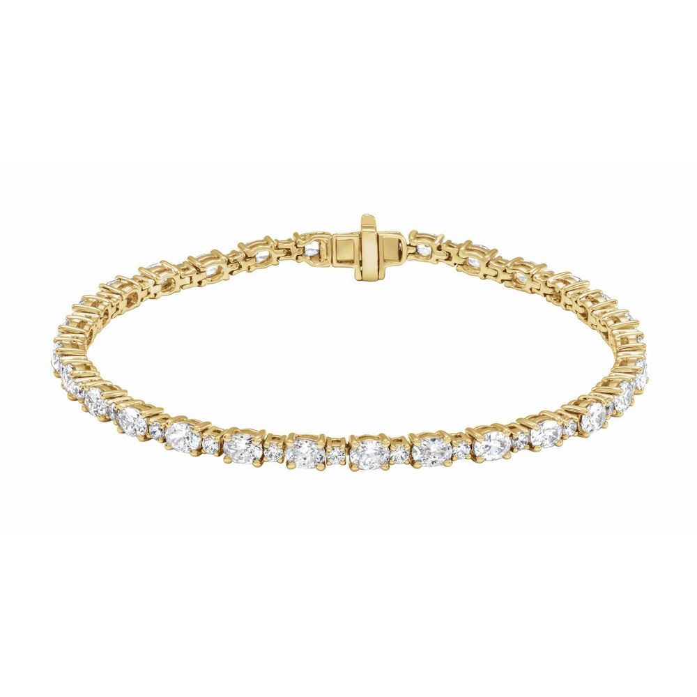 Alternating Oval & Round Cut Tennis Bracelet - Lab-Grown Diamond in 14K White or Yellow Gold 5 1/2 CTW