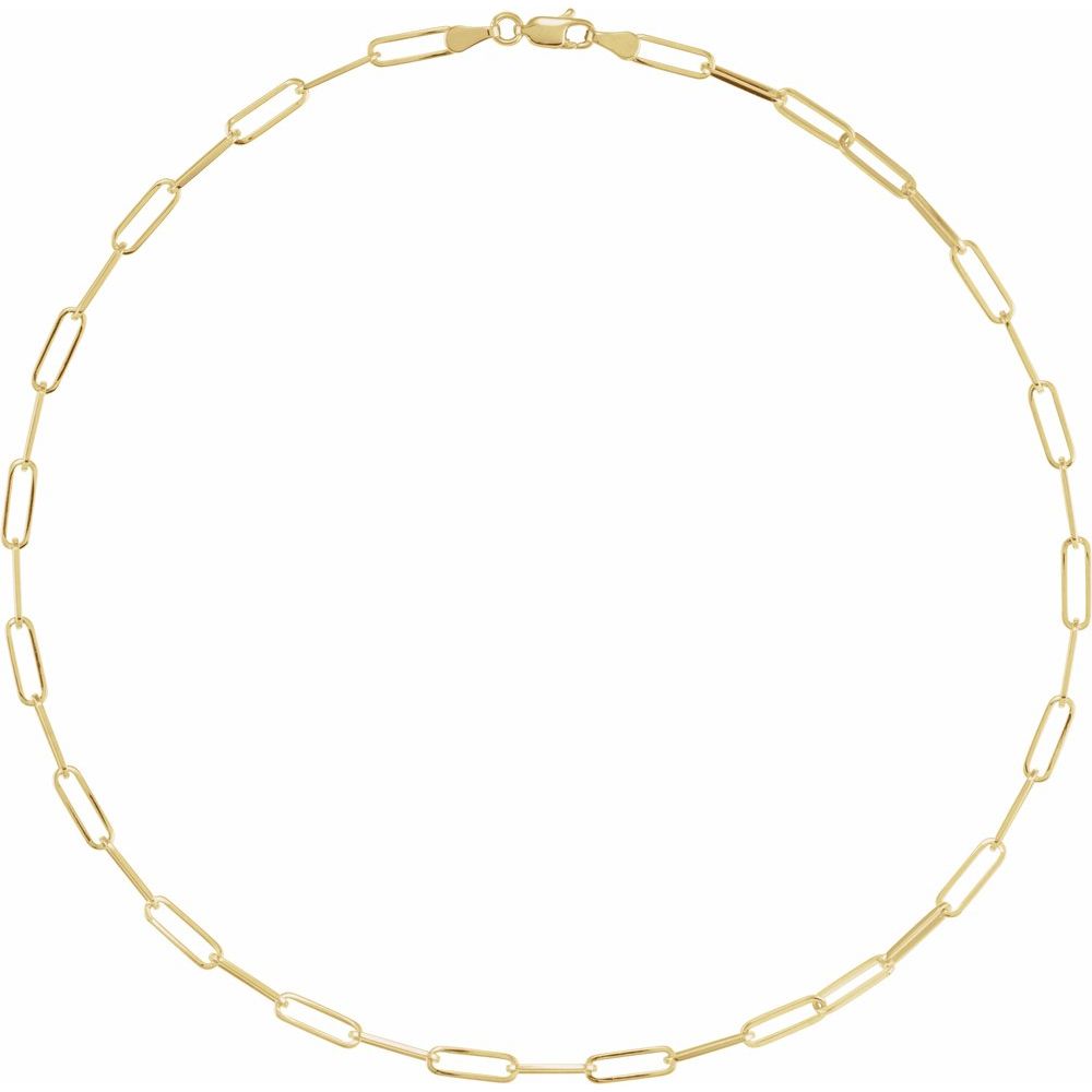 14K Gold Paperclip Chain Necklace – 3.85 mm (16” or 18”)